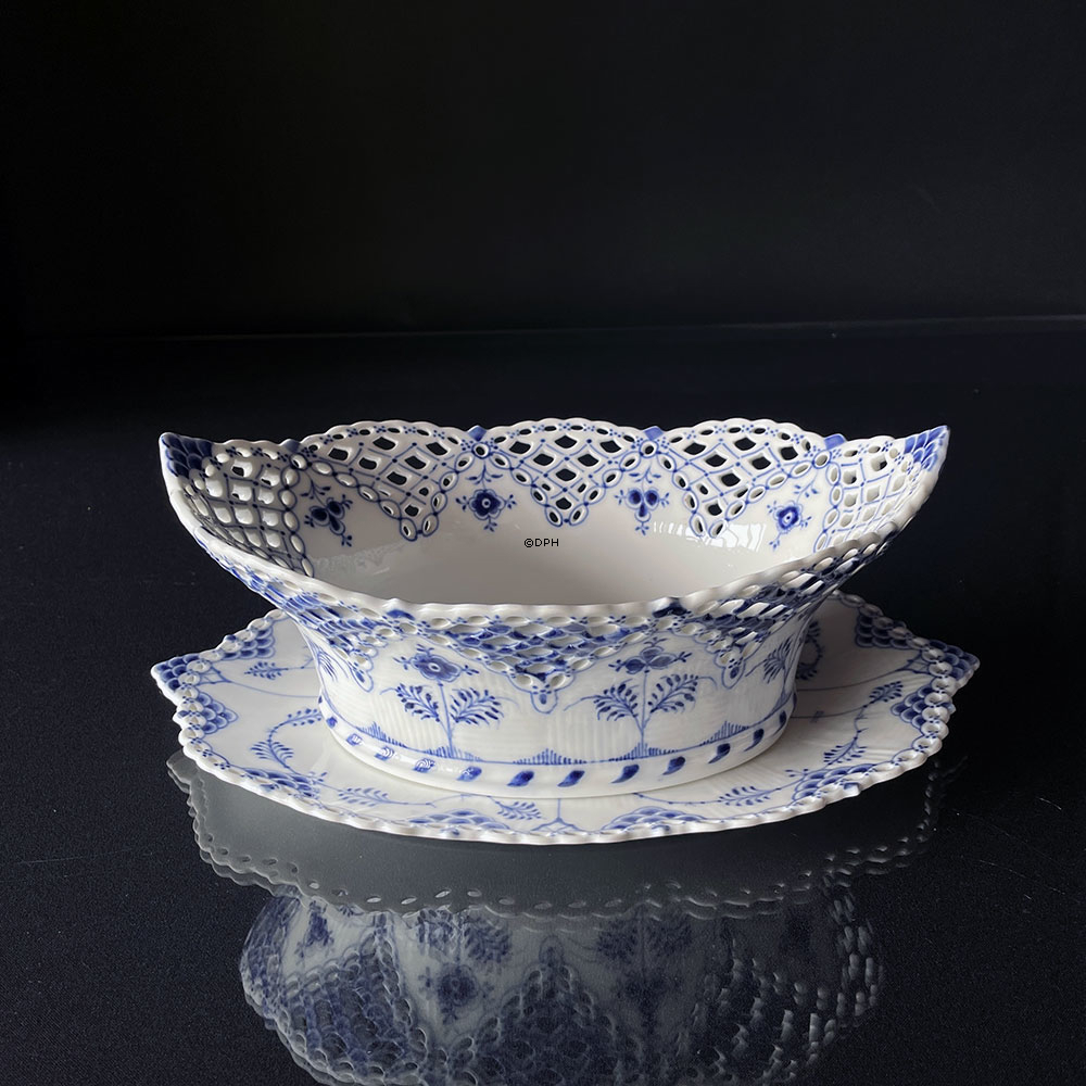 Musselmalet Vollspitze, ovale Flach Servierplatte 35 cm, Royal Copenhagen Nr. 1/1060