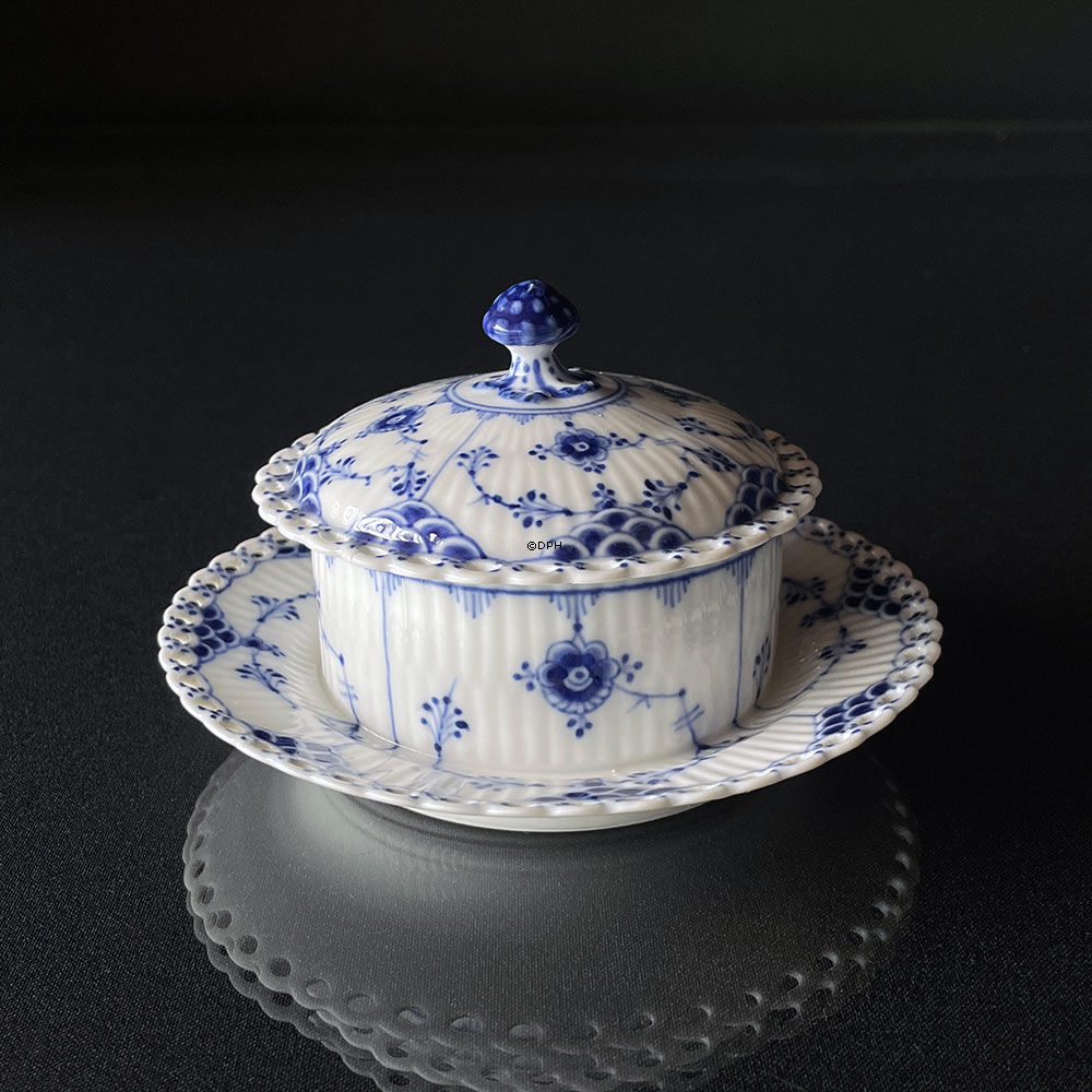 Musselmalet Vollspitze, seltene Butterschale mit Deckel, Royal Copenhagen Nr. 1/1176