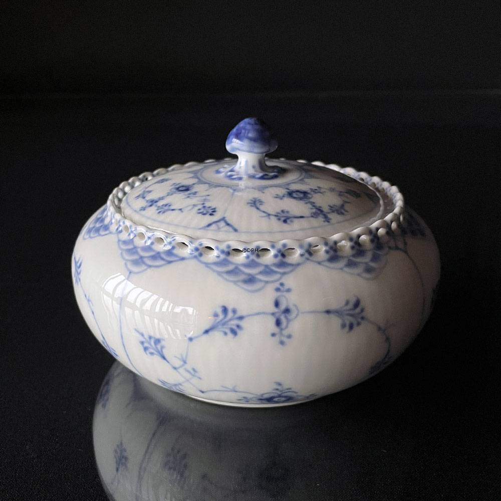 Musselmalet Vollspitze, seltene Bonbonniere mit Deckel, Royal Copenhagen Nr. 1/1188