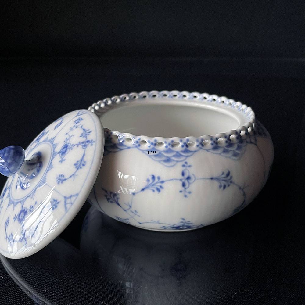 Musselmalet Vollspitze, seltene Bonbonniere mit Deckel, Royal Copenhagen Nr. 1/1188