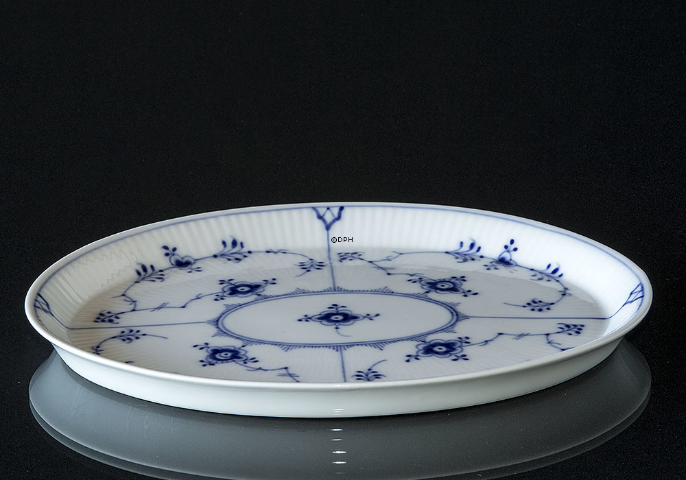 Musselmalet Gerippt, ovale Schale