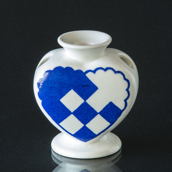 Royal Copenhagen Herz, Blau, Fayence Kerzenhalter Nr. 1-2231