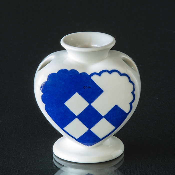 Royal Copenhagen Herz, Blau, Fayence Kerzenhalter Nr. 1-2231