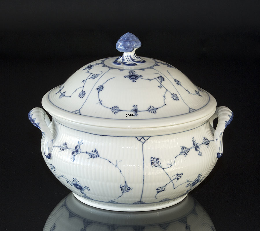 Musselmalet Gerippt, Suppenterrine mit Deckel, Royal Copenhagen