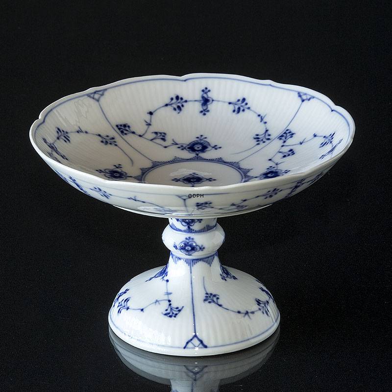 Musselmalet Gerippt, runde Kuchenplatte auf Fuß, Royal Copenhagen Nr. 457