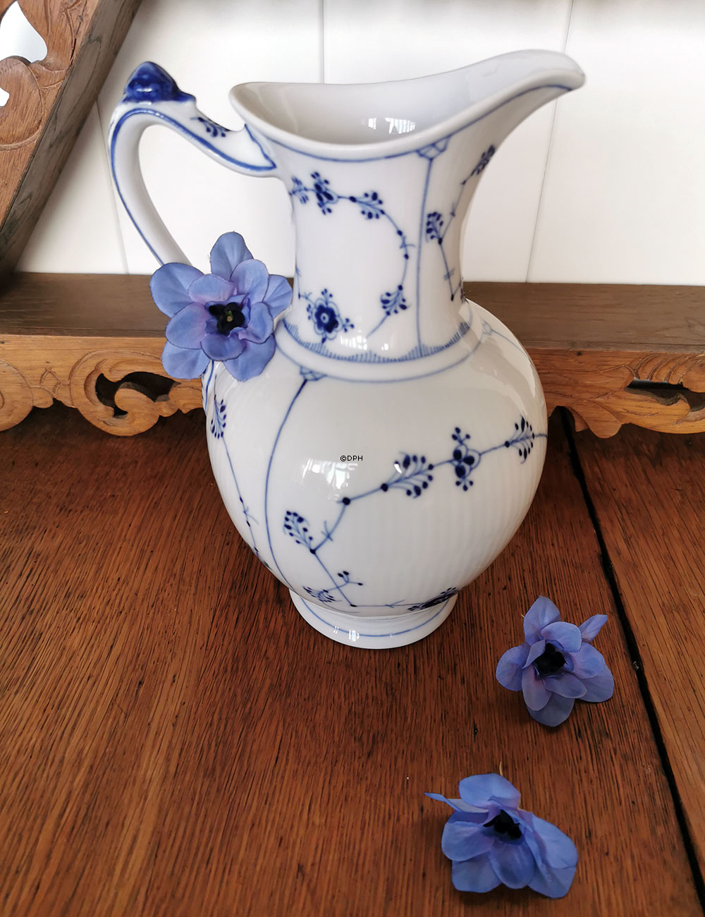 Musselmalet Gerippt, Schokolade kanne OHNE Deckel, Royal Copenhagen Nr. 482