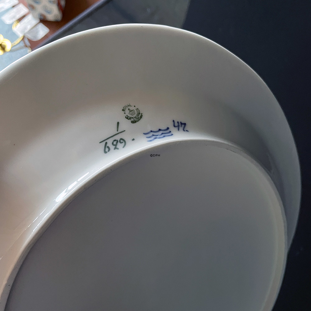 Musselmalet, Halbspitze, Servierplatte 44 cm, Royal Copenhagen Nr. 629