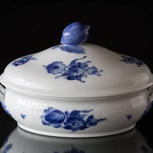 Blaue Blume, glatt, ovale Schale mit Deckel | Nr. 10-8054 | DPH Trading
