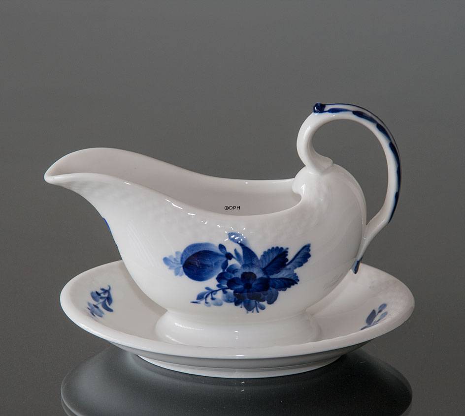 Blaue Blume, glatt, Sauciere auf festen Stand Nr. 10/8068, Royal Copenhagen