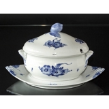 Blaue Blume, glatt, Suppenterrine mit Unterteller (Terrine 33x21 H:23 Unterteller 44x28x5cm)