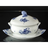 Blaue Blume, glatt, Suppenterrine mit Unterteller (Terrine 33x21 H:23 Unterteller 44x28x5cm)