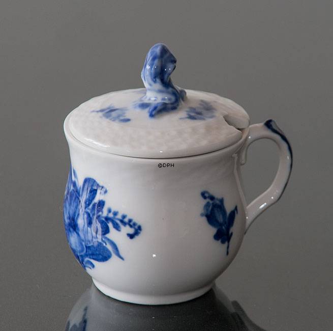 Blaue Blume glatt, Senfglas mit Deckel Nr. 10/8205, Royal Copenhagen