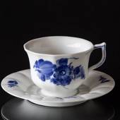 Blaue Blume, eckig, große Teetasse und Untertasse, Royal Copenhagen