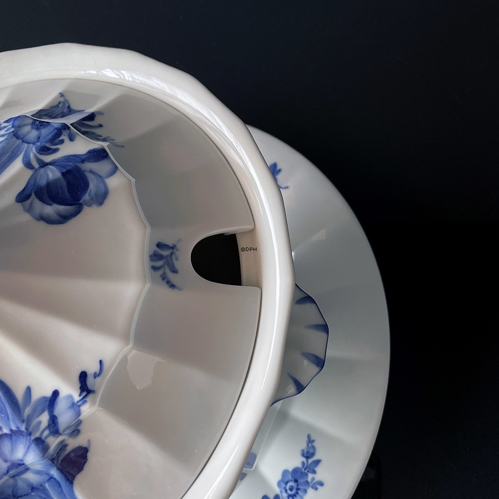 Blaue Blume, eckig, große Terrine mit Untertasse