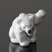 Weißer Eisbärenjunge mit Faust angehoben Figur, Royal Copenhagen Nr. 21433