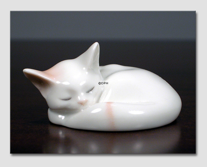 Katze, Blanche, Royal Copenhagen Figur Nr. 678