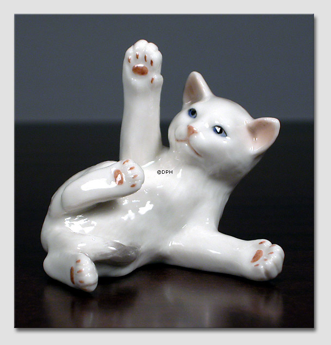 Katze, Dizzy, Royal Copenhagen Figur Nr. 682