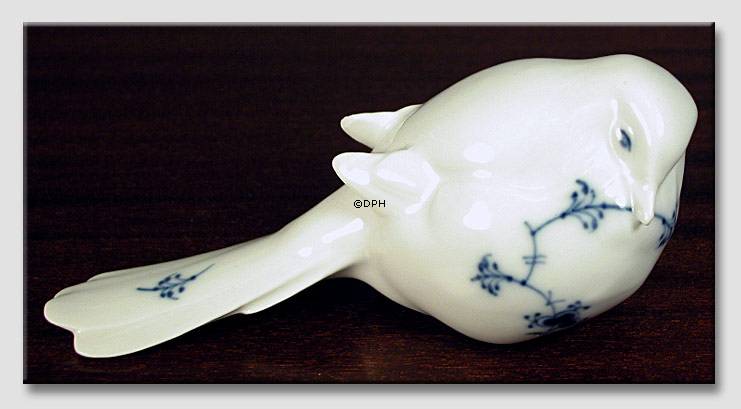 Pessimist, Royal Copenhagen Meisenfigur Nr. 411 mit blauer geriffelter Verzierung