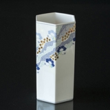 Vase 20cm, Weiß mit blauen Blumen, Royal Copenhagen Nr. 473