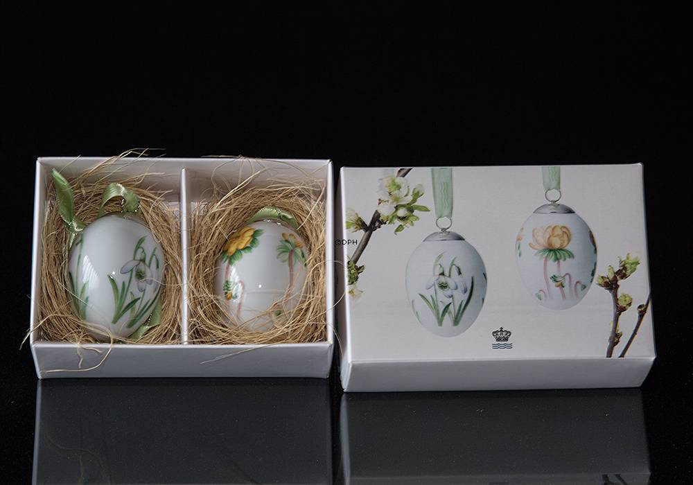 Osterei mit Schneeglöckchen und Winterling, 2 Stk., Royal Copenhagen Osterei 2016