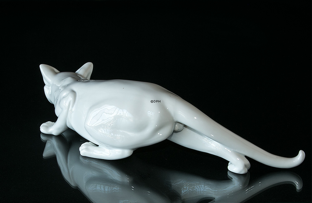 Kriechende Katze, Royal Copenhagen Figur Nr. 473 oder 059