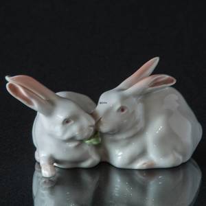 Weißes Paar Kaninchen, Royal Copenhagen Figur Nr. 518 | Nr. 1020065 | Alt. r518-h | DPH Trading