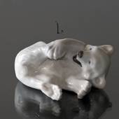 Eisbär spielt mit seinem Fuß, Royal Copenhagen Figur Nr. 729