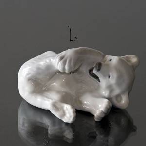 Eisbär spielt mit seinem Fuß, Royal Copenhagen Figur Nr. 729 | Nr. 1020072 | Alt. R729 | DPH Trading