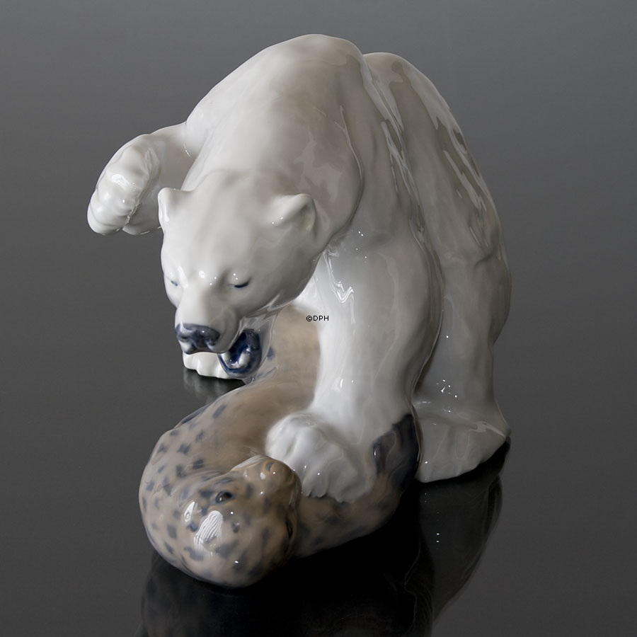 Eisbär mit Siegel, Royal Copenhagen Figur Nr. 1108 oder 086