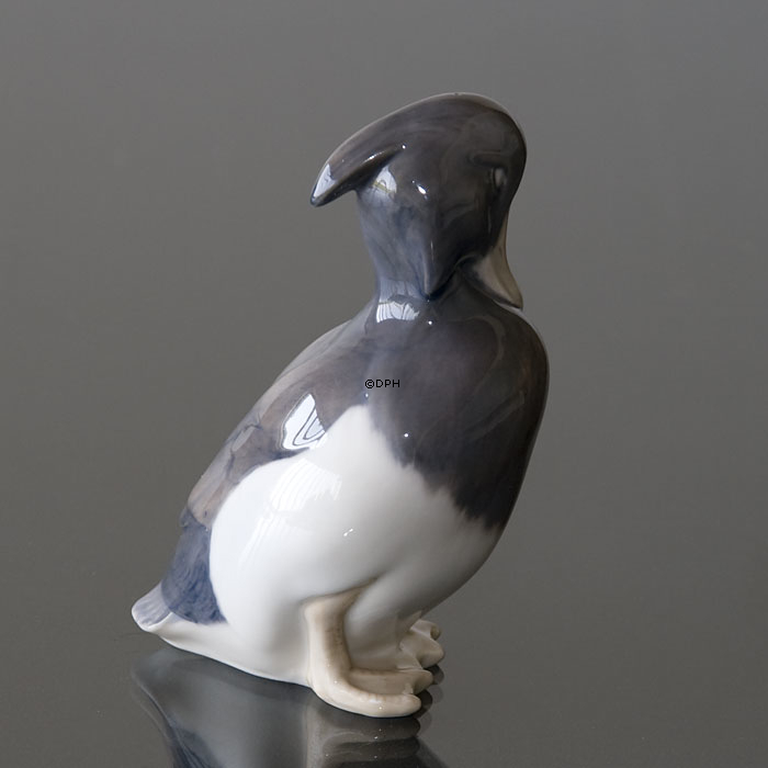 Reiherente stehend mit erhobenem Kopf, Royal Copenhagen Vogelfigur Nr. 1941 oder 122