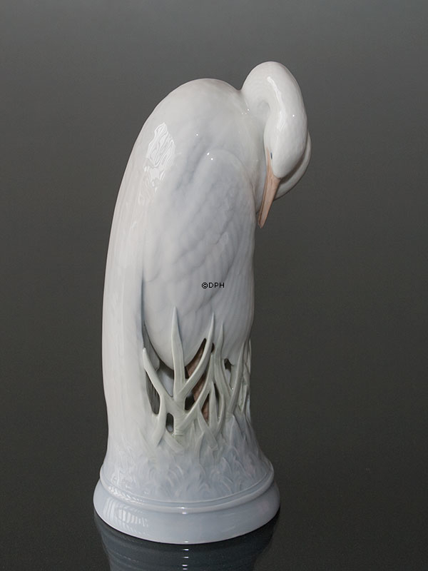 Reiher im Gras, Royal Copenhagen Vogelfigur Nr. 3002 oder 138