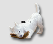 Hund mit Pantoffel, Royal Copenhagen Hundefigur Nr. 3476 oder 145