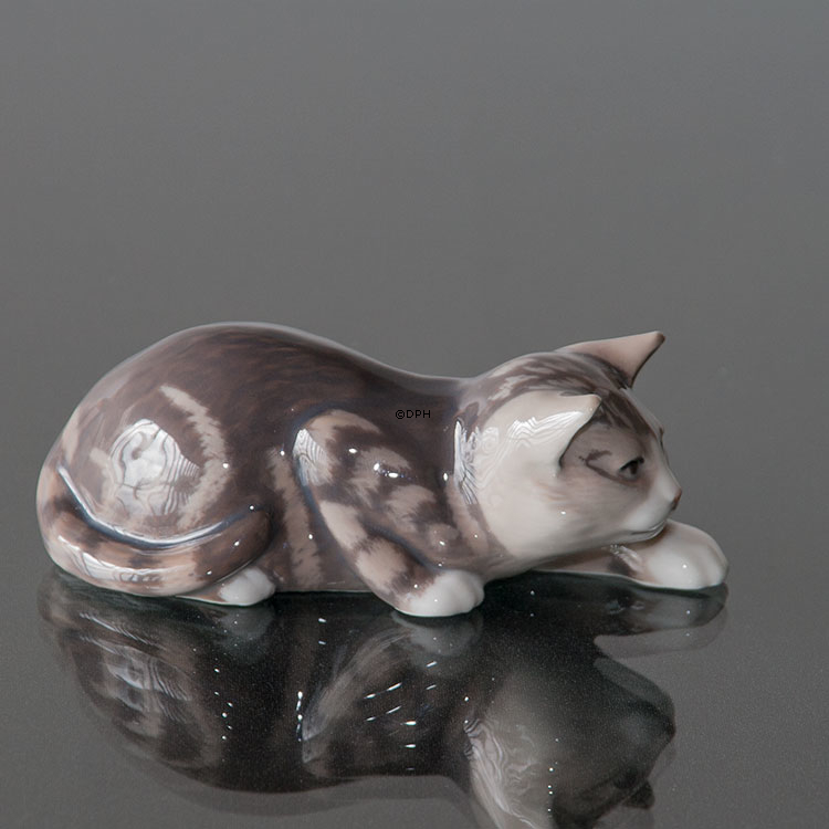 Tabby Katze auf Zehenspitzen, Royal Copenhagen Figur Nr. 306