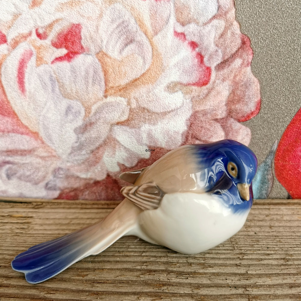 Meise mit Schwanz unten, Bing & Gröndahl Vogelfigur Nr. 1635 oder 411