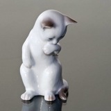 Weißes Kätzchen stehend, Bing & Gröndahl Katze Figur Nr. 2506 oder 506