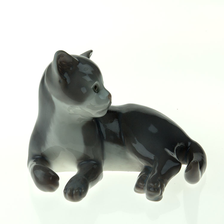 Liegendes Kätzchen, Bing & Gröndahl Katze Figur Nr.2514 oder 514