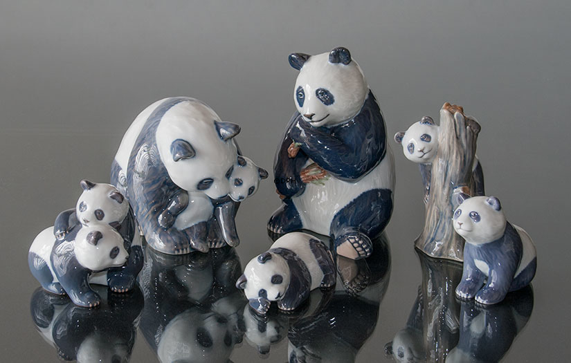 Panda mit Junge, mütterliche Liebe, Royal Copenhagen Figur Nr. 666