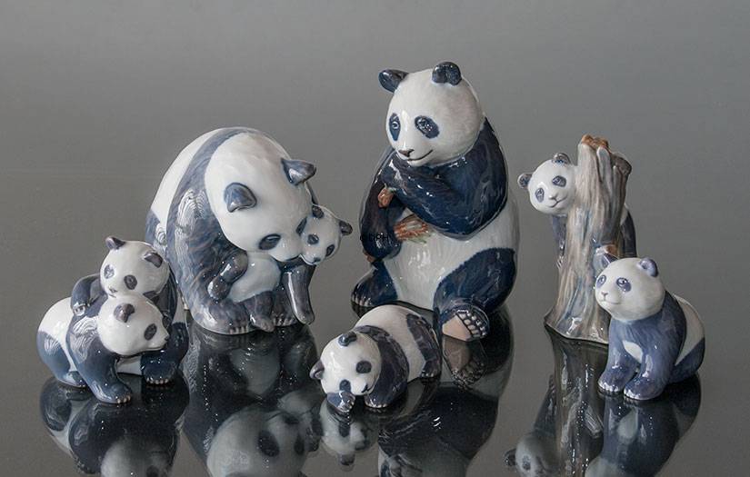 Pandas spielt und kämpft, Royal Copenhagen Figur Nr. 667