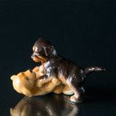 Golden Retriever und Rottweiler Welpen spielen, Royal Copenhagen Hund Figur