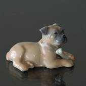 Boxer glücklich mit seinem Knochen, Royal Copenhagen Hund Figur