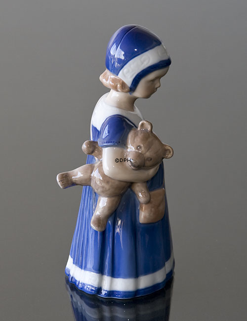 Elsa mit Teddybär, Mädchen stehend, Royal Copenhagen Figur Nr. 671