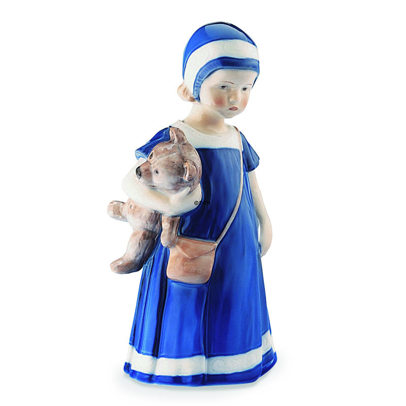 Elsa mit Teddybär, Mädchen stehend, Royal Copenhagen Figur Nr. 671
