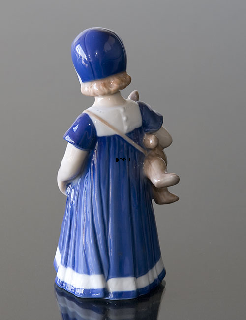 Elsa mit Teddybär, Mädchen stehend, Royal Copenhagen Figur Nr. 671