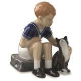 Jens mit seiner Katze Felix, Royal Copenhagen Figur Nr. 684