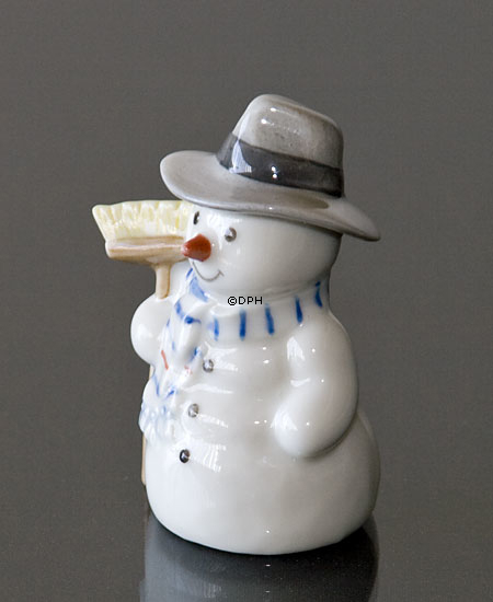 Schneemann Vater mit Besen, Royal Copenhagen Winter Serie Figur Nr. 768