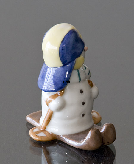 Schneemann Junge auf Ski, Royal Copenhagen Winter Figur Nr. 771