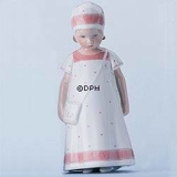 Elsa Mädchen mit weißem Kleid mit hellroter Bordüre, Bing & Gröndahl Figur Nr. 404