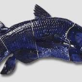 Blauer Fisch, gebogen, Royal Copenhagen Figur