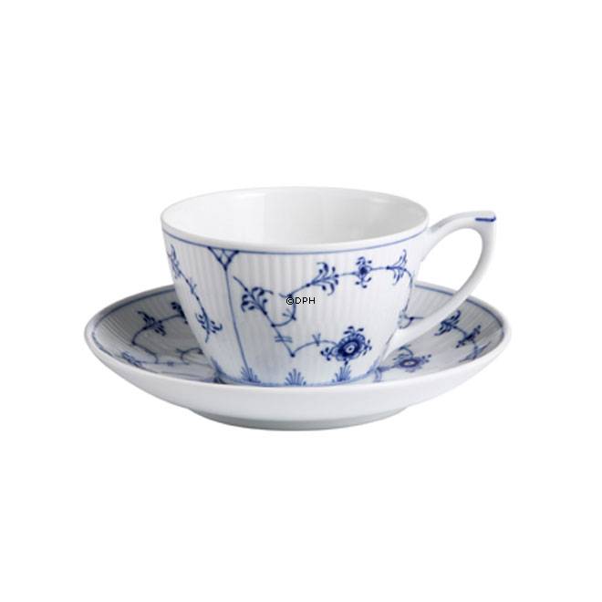 Musselmalet Gerippt, große Tasse und Untertasse, Inhalt 28 cl., Royal Copenhagen