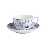 Musselmalet Gerippt, große Tasse und Untertasse, Inhalt 28 cl., Royal Copenhagen